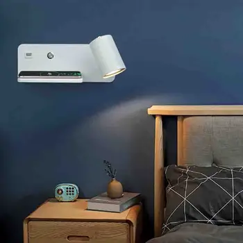 Стенен лампа USB безжична зареждане на мобилен телефон, крушка GU10, фонова стена за дневна, нощна лампа за спални, лампа за четене