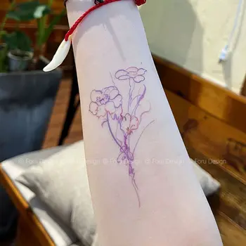 Стикер с татуировка във формата на цвете ирис Проста ръка Водоустойчив фалшиви татуировки за жени на Tatto Art Hotwife Festival Аксесоари за Татуировка на Едро