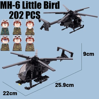 Съвременен град, Военен самолет на САЩ MH-6 Little Bird, градивни елементи, фигурки на войници на армията на Втората световна война, е Военен самолет, Оръжие, тухли, играчки за деца