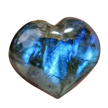 Сърце от labradorite, Естествен Минерал във формата на Сърце, Кристални Рейки, Полиран Джобен камък, Палмова камък За естествения баланс на тялото