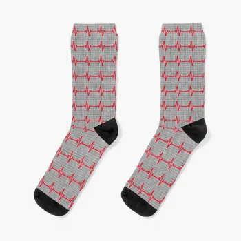 Сърцебиене - Червени на медово-сиви чорапи термоноски за мъже Забавни чорапи за мъже Funny socks man Run