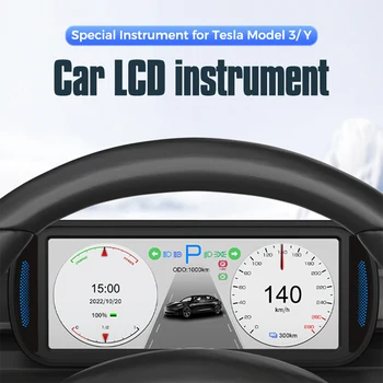 Таблото HUD HD LCD Цифров HUD 6,8 Инчов Екран Електронен Централен Дисплей Интелигентен Автомобил Скоростомер за Tesla, Модел 3 Y 2019-2022