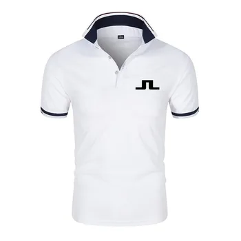 Тениска за голф J Lindeberg с бродерия, Мъжки облекла за голф, Лятна удобна, дишаща бързосъхнеща тениска с къс ръкав