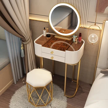 Тоалетка с огледало в скандинавски стил, Огледало, осветителни Тела за луксозни спални, Мобилен Модерен тоалетка Comoda Pra Quarto, аксесоари за тоалетна масичка