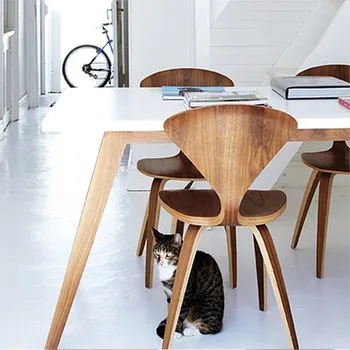 Трапезария стол в Скандинавски стил за дневната, Фотьойл в Ретро-индустриален стил, Трапезни столове за почивка, мебели за дома Cadeira с облегалка от масивна дървесина