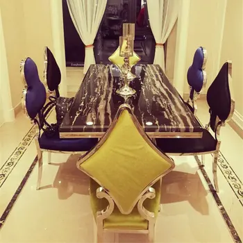 Трапезария стол в стил постмодерното, Кухненски Стол, направен от неръждаема стомана, нео-класически Прост Стол, Хол, Фланелен трапезни столове в стил сливи D