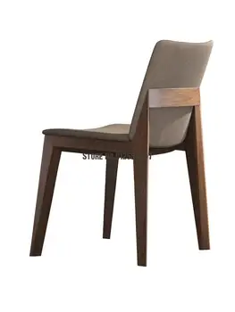Трапезария стол от масивно дърво в скандинавски стил, Домакински стол за грим, Модерен минималистичен бюро, Стол с облегалка, Подвижна и моющийся Casual