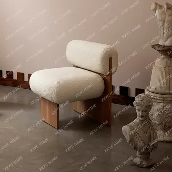 Трапезни Столове от масивно Дърво, Домашен Кадифе диван-стол от агнешко месо, Модерен Дизайнерски стол за почивка, мързелив диван-стол за дневна