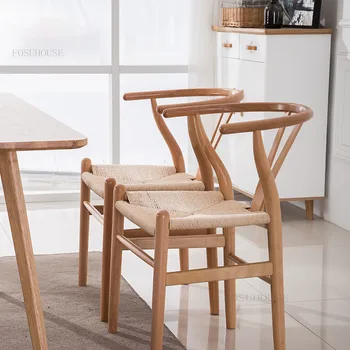 Трапезни столове от Скандинавския дърво за трапезарията дизайнерски стол на балкона Nordic sedie pranzo moderne Мебели за кухня HY