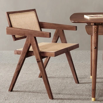 Трапезни столове от ратан в Ретро стил, трапезни столове в скандинавски минималистичном стил, Релаксираща на мебели за дома от ратан Silla Comedor WZ50DC