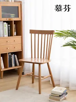 Уиндзор стол от масивна дървесина лесен луксозен домашен модерен минималистичен, с облегалка от череши и бял дъб, маса за хранене, стол wind Nordic