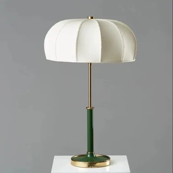 Украса на дома, тъканно настолна лампа за вътрешно осветление, Креативна нощна лампа за спални, Реколта Бяла/зелена настолна лампа под формата на Гъбата, за да се учат
