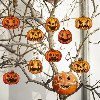 Украса от тиква за Хелоуин, двустранни висулки от хартия във формата на тиква, украса за Хелоуин за дома, подаръци за деца, декор за парти в чест на Хелоуин