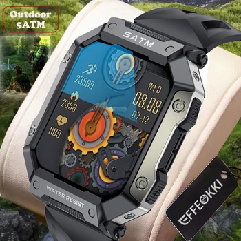 Умни мъжки часовник EFFEOKKI Ultra Smartwatch, здрав военен водоустойчив професионален монитор на сърдечната честота за мъже