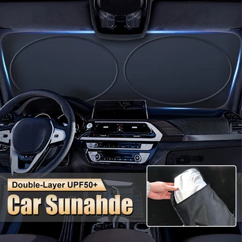 Универсален автомобилен сенника На предното стъкло, Слънцезащитни продукти, UV-защита, Теплоизолированный Лед Лампа, Аксесоари за Автомобили