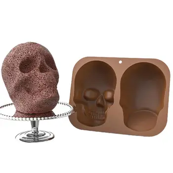 Форма за печене с черепа, Форма за торта с черепа на Хелоуин, Силиконова форма с 3D незалепващо покритие, Силиконови форми с черепа за шоколад, желе 