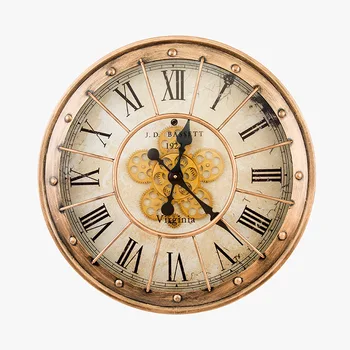 Художествени Ретро Стенен часовник с Нащърбена предаването, Европейски Стил, Индивидуалност, Ковано желязо Показалка, Стенни часовници, за да украсят дома