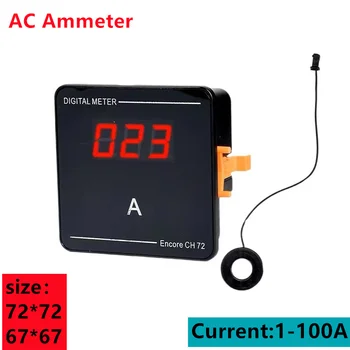 Цифров амперметър AC50-500V AC1-120A панел на трансформатор на ток 72 * 72 * 32 мм амперметър