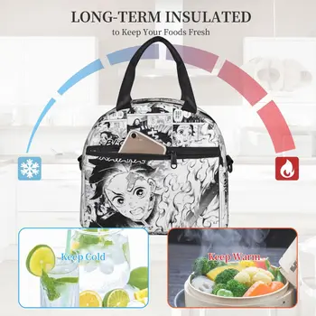 Чанта за обяд Demon Slayer Manga Kimetsu No Yaiba Work Lunch Box За жени, Эстетичная Графична термална чанта-тоут, Оксфорд чанта-хладилник