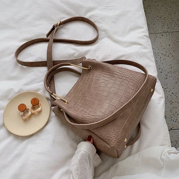 Чанти-кофи от изкуствена кожа с шарките на алигатор, малка чанта-месинджър през рамо, Дамски чанти, Луксозни популярните чанти