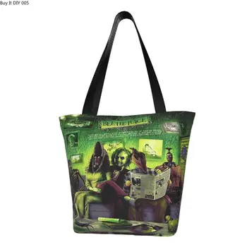 Чанти-тоут Horror Beetlejuice за хранителни стоки, Дамска мода, Фентъзи, филм, Холщовые чанти за купувачите, чанти през рамо, чантата е с голям капацитет