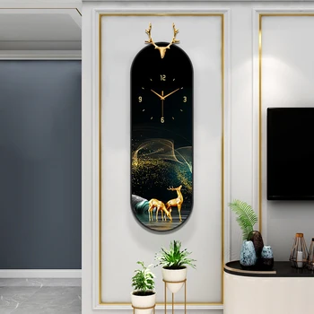 Часовници Jixiang стенни часовници за всекидневна, домашна мода 2023, ново верандата, ресторант, декоративна картина, настолни безшумни часовници с оленьими рога