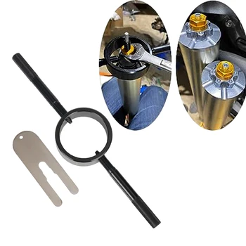 Черен гаечен ключ с радиален штифтом, Универсална мотоциклетът вилка, пружини компресор, инструмент от неръждаема стомана за повечето обърнати вилици Sreetbike