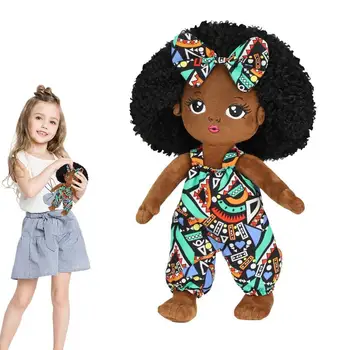 Черни Кукли Черна Момиче Плюшен Кукла Сладък Детски Кукли За Деца Африкански Черен Кукли Черна Момиче Кукла Ролева Игра Мека Играчка