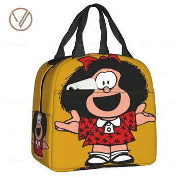 Честит Mafalda Изолирано Чанта за Обяд за Работа, Училище, Комикси, Манга Куино, Термален Охладител, Обяд-Бокс, Женски и Детски Контейнер за Храна, Чанти-Тоут