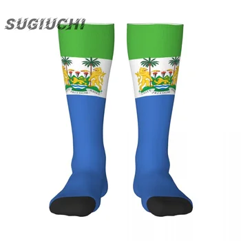 Чорапи с 3D принтом Флага на Сиера Леоне от полиестер За мъже И жени, Всекидневни висококачествени чорапи Kawaii, Чорапи за уличен скейтборд