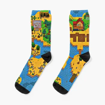 Чорапи с карта ферма долината Звездна роса, подаръци за мъже, новости, чорапи, мъжки забавни чорапи