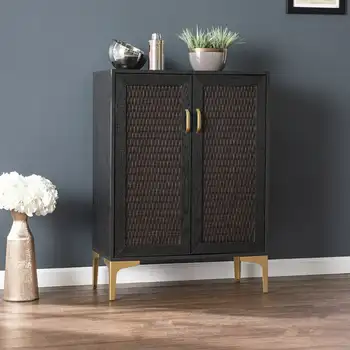 Шкаф с две врати, през преходния стил черен цвят с складкой