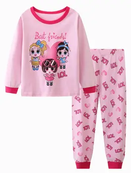 ежедневни пижамные комплекти с кръгло деколте и анимационни принтом за момичета от 2 теми