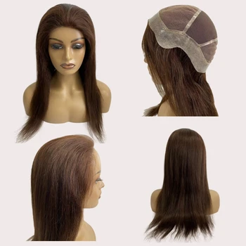 перука Дантела естествения цвят на Човешки косъм 20 см Малайзия Дева, плътност 150%, Пълен с Дантела перука за черната жени